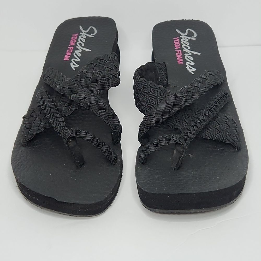 Sketcher's yoga foam platform heel wedge sandals - Picture 2 of 7